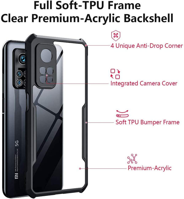 Mobielectro Camera Bump Protection | Slim Stylish 360 Protection Design |Crystal Clear | Shockproof Eagle Back Cover for XiaoMi Mi 10T 5G - Black