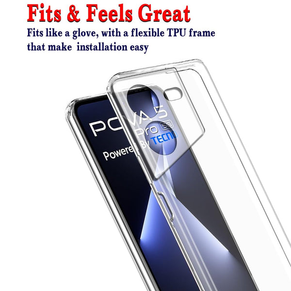 Mobielectro Clear Transparent Shockproof Scratch Resistant Protective Phone Case for Teco POVA 5 Pro 5G