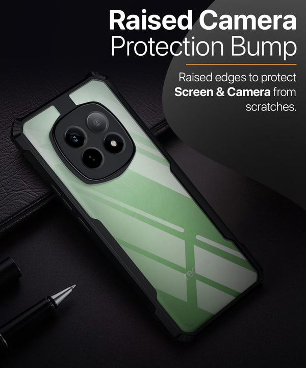 Mobielectro Camera Bump Protection | Slim Stylish 360 Protection Design |Crystal Clear | Shockproof Eagle Back Cover for Realme P2 Pro- Black