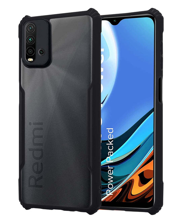 Mobielectro Camera Bump Protection | Slim Stylish 360 Protection Design |Crystal Clear | Shockproof Eagle Back Cover for RedMi 9 Power - Black