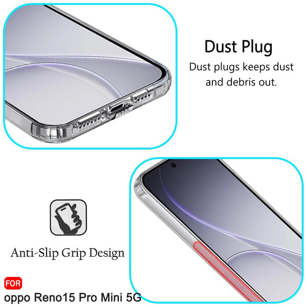 Mobielectro Clear Transparent Shockproof Scratch Resistant Protective Phone Case for Oppo Reno 15 Pro Mini