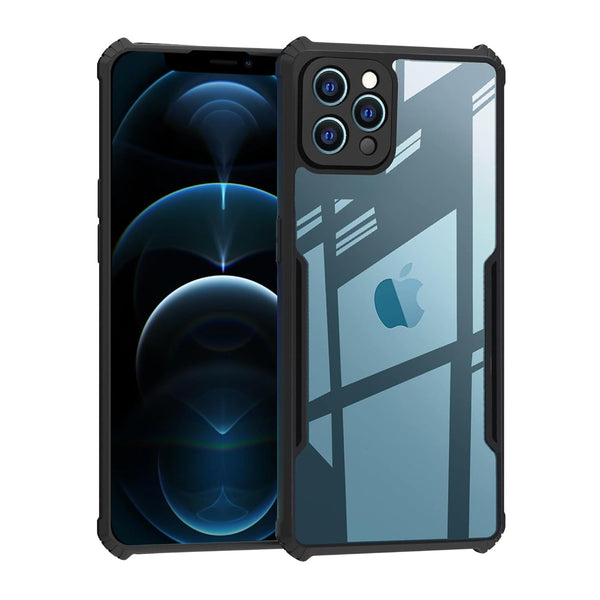 Mobielectro Camera Bump Protection | Slim Stylish 360 Protection Design |Crystal Clear | Shockproof Eagle Back Cover for iPhone 12 Pro- Black