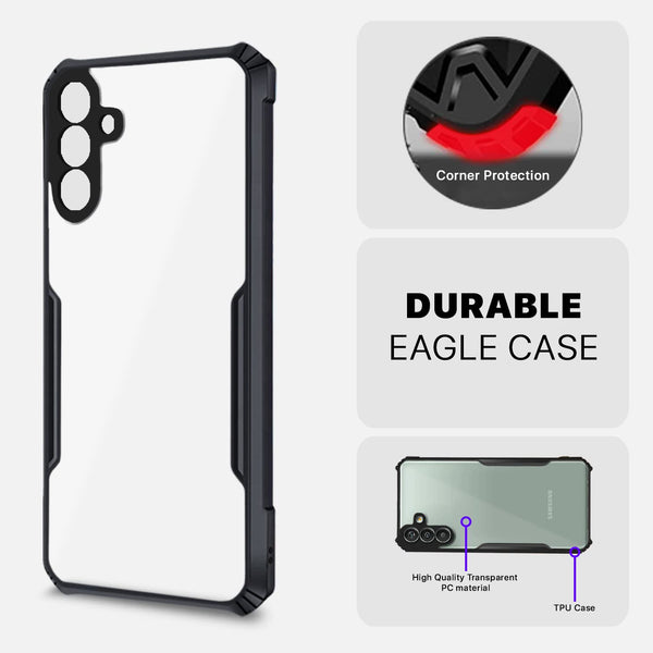 Mobielectro Camera Bump Protection | Slim Stylish 360 Protection Design |Crystal Clear | Shockproof Eagle Back Cover for Samsung M13 4G- Black