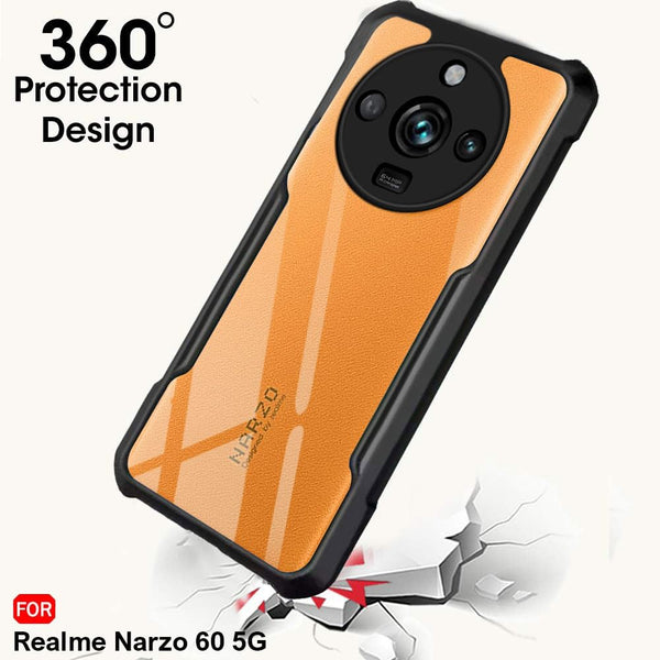 Mobielectro Camera Bump Protection | Slim Stylish 360 Protection Design |Crystal Clear | Shockproof Eagle Back Cover for Realme Narzo 60 5G - Black