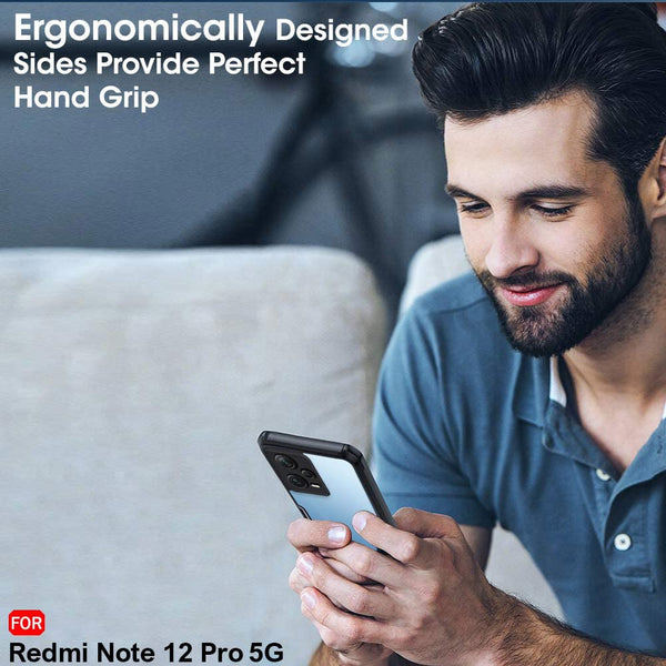 Mobielectro Camera Bump Protection | Slim Stylish 360 Protection Design |Crystal Clear | Shockproof Eagle Back Cover for Mi Note 12 Pro 5G - Black