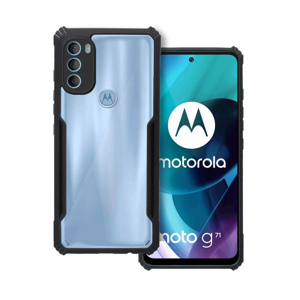 Mobielectro Camera Bump Protection | Slim Stylish 360 Protection Design |Crystal Clear | Shockproof Eagle Back Cover for Moto G71 5G - Black