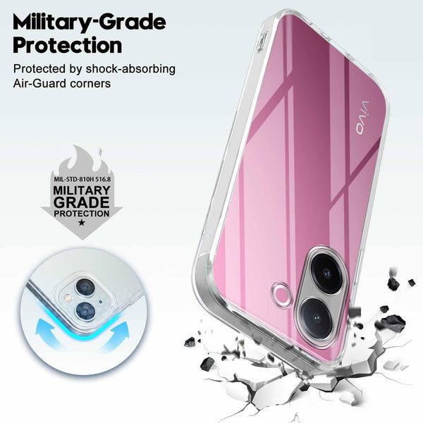 Mobielectro Clear Transparent Shockproof Scratch Resistant Protective Phone Case for Vivo V60E 5G