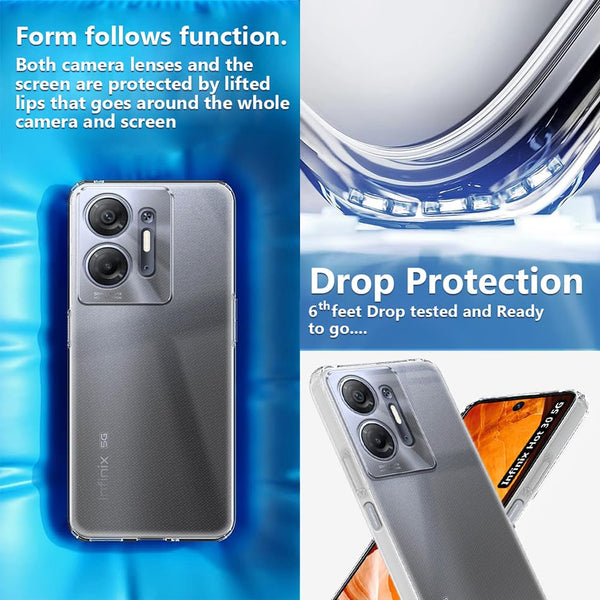 Mobielectro Clear Transparent Shockproof Scratch Resistant Protective Phone Case for Infinix Hot 30 5G