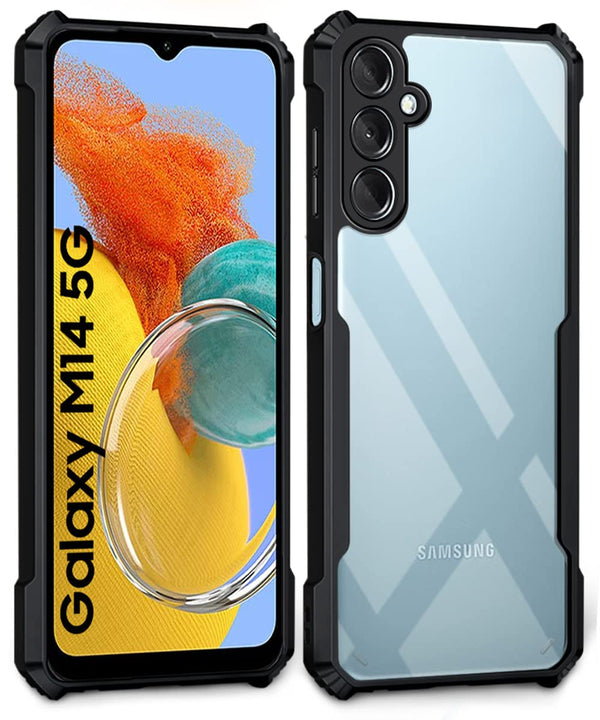 Mobielectro Camera Bump Protection | Slim Stylish 360 Protection Design |Crystal Clear | Shockproof Eagle Back Cover for Samsung M14 5G- Black