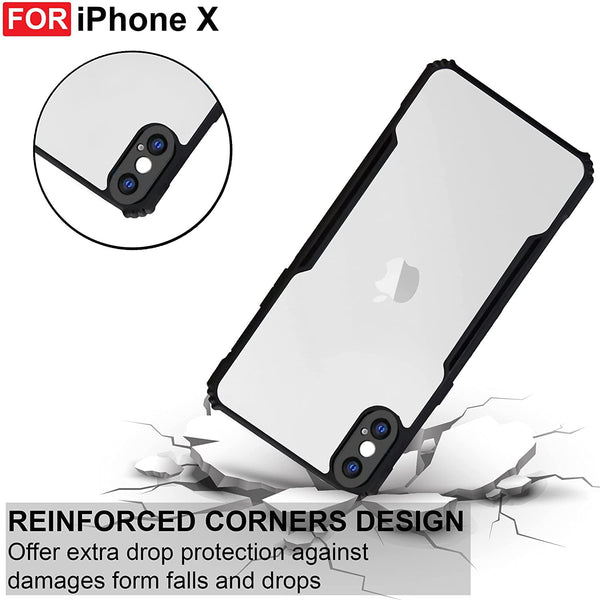 Mobielectro Camera Bump Protection | Slim Stylish 360 Protection Design |Crystal Clear | Shockproof Eagle Back Cover for iPhone X - Black