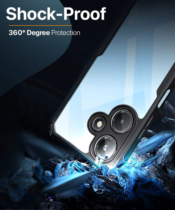 Mobielectro Camera Bump Protection | Slim Stylish 360 Protection Design |Crystal Clear | Shockproof Eagle Back Cover for Infinix Hot 30i - Black