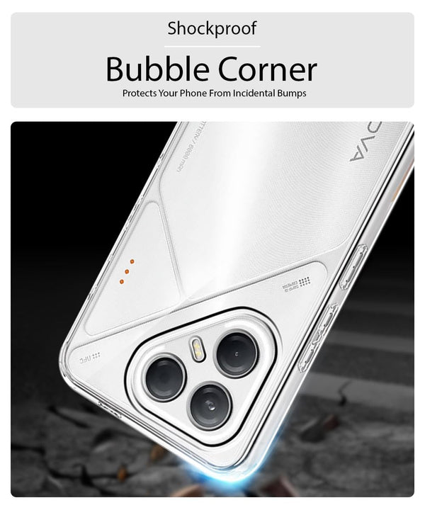 Mobielectro Clear Transparent Shockproof Scratch Resistant Protective Phone Case for Tecno POVA 7 Pro
