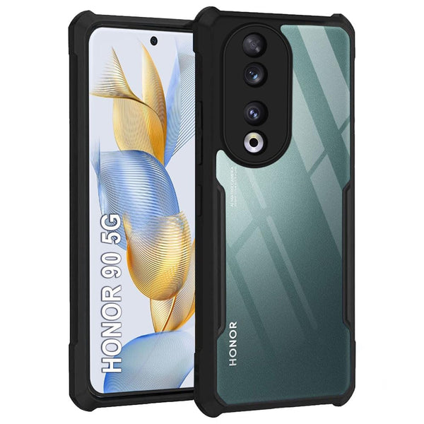 Mobielectro Camera Bump Protection | Slim Stylish 360 Protection Design |Crystal Clear | Shockproof Eagle Back Cover for Honor 90 5G - Black