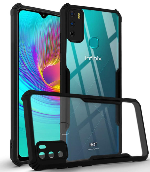 Mobielectro Camera Bump Protection | Slim Stylish 360 Protection Design |Crystal Clear | Shockproof Eagle Back Cover for Infinix Hot 9 - Black