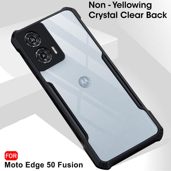 Mobielectro Camera Bump Protection | Slim Stylish 360 Protection Design |Crystal Clear | Shockproof Eagle Back Cover for Moto Edge 50 Fusion - Black