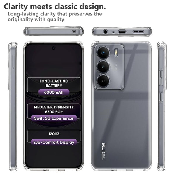 Mobielectro Clear Transparent Shockproof Scratch Resistant Protective Phone Case for Realme P3 Lite