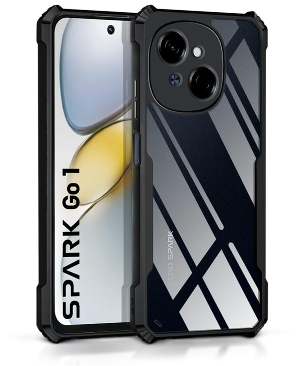 Mobielectro Camera Bump Protection | Slim Stylish 360 Protection Design |Crystal Clear | Shockproof Eagle Back Cover for Tecno Spark GO 1 | Tecno Pop 9 4G - Black
