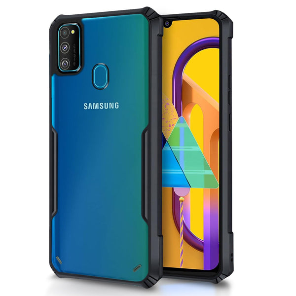 Mobielectro Camera Bump Protection | Slim Stylish 360 Protection Design |Crystal Clear | Shockproof Eagle Back Cover for Samsung M30S - Black