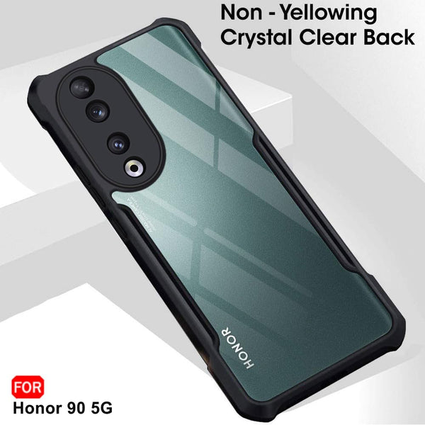 Mobielectro Camera Bump Protection | Slim Stylish 360 Protection Design |Crystal Clear | Shockproof Eagle Back Cover for Honor 90 5G - Black