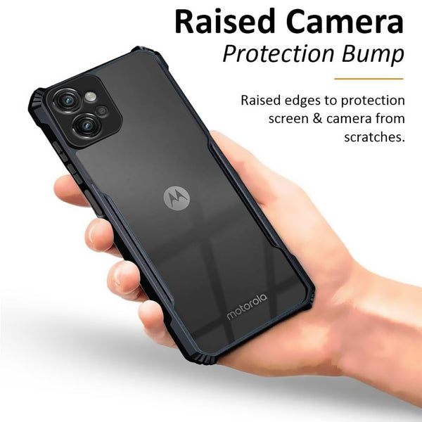Mobielectro Camera Bump Protection | Slim Stylish 360 Protection Design |Crystal Clear | Shockproof Eagle Back Cover for Moto G32 5G - Black