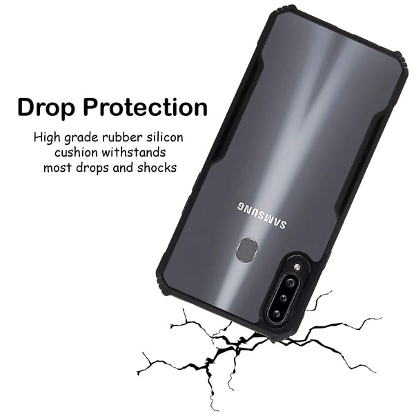 Mobielectro Camera Bump Protection | Slim Stylish 360 Protection Design |Crystal Clear | Shockproof Eagle Back Cover for Samsung A20S - Black
