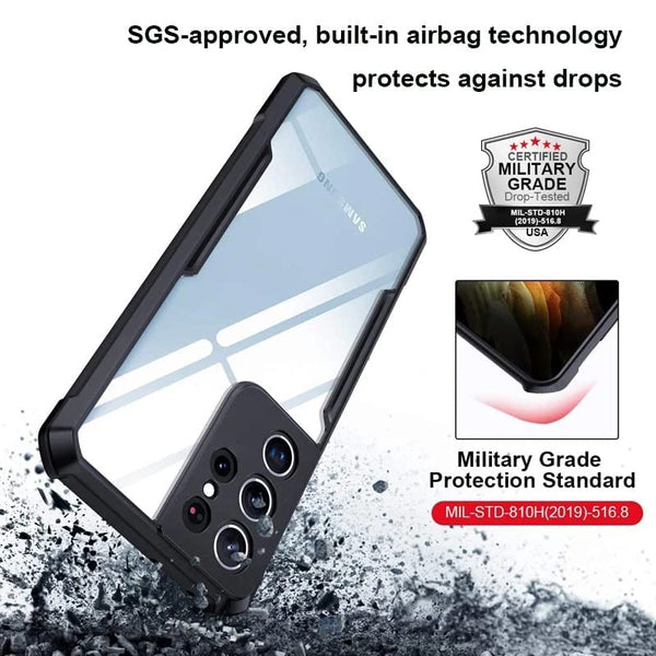 Mobielectro Camera Bump Protection | Slim Stylish 360 Protection Design |Crystal Clear | Shockproof Eagle Back Cover for Samsung S22 ULTRA- Black
