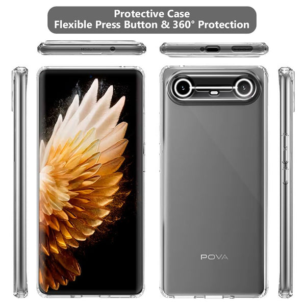 Mobielectro Clear Transparent Shockproof Scratch Resistant Protective Phone Case for Tecno POVA Slim 5G
