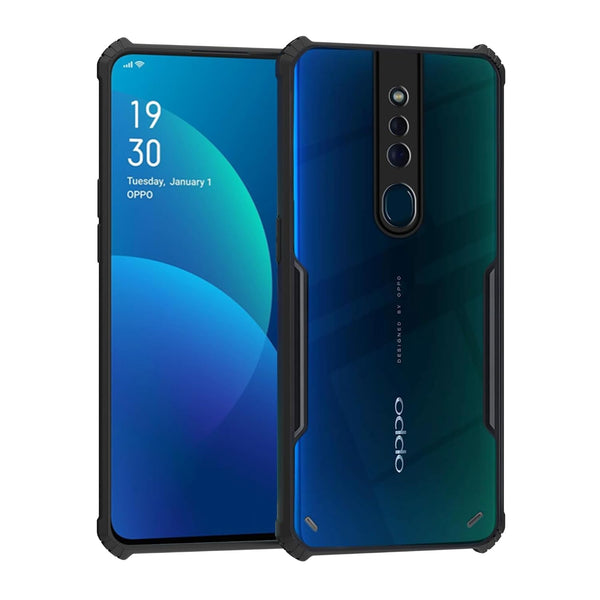 Mobielectro Camera Bump Protection | Slim Stylish 360 Protection Design |Crystal Clear | Shockproof Eagle Back Cover for Oppo F11 Pro - Black