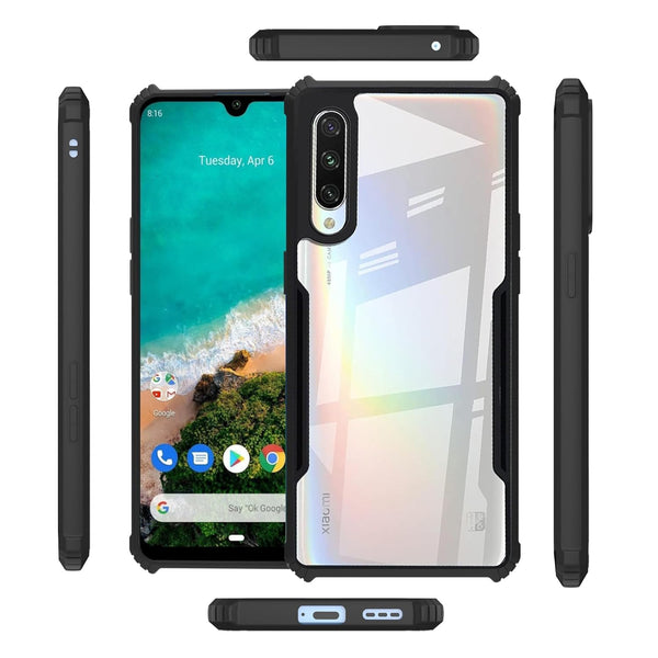 Mobielectro Camera Bump Protection | Slim Stylish 360 Protection Design |Crystal Clear | Shockproof Eagle Back Cover for Mi A3 OLD- Black