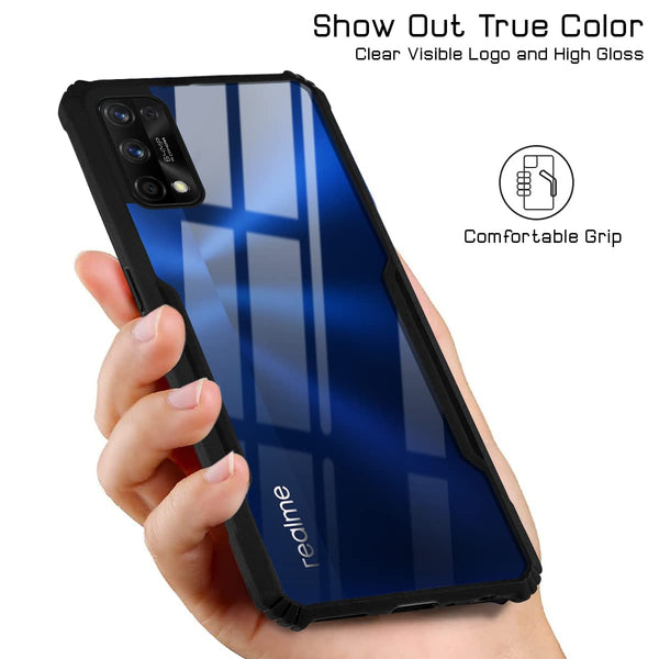 Mobielectro Camera Bump Protection | Slim Stylish 360 Protection Design |Crystal Clear | Shockproof Eagle Back Cover for Realme 7 Pro- Black