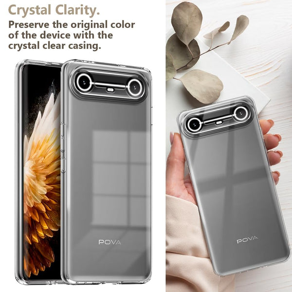 Mobielectro Clear Transparent Shockproof Scratch Resistant Protective Phone Case for Tecno POVA Slim 5G