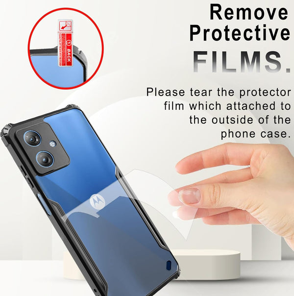 Mobielectro Camera Bump Protection | Slim Stylish 360 Protection Design |Crystal Clear | Shockproof Eagle Back Cover for Moto G64 - Black