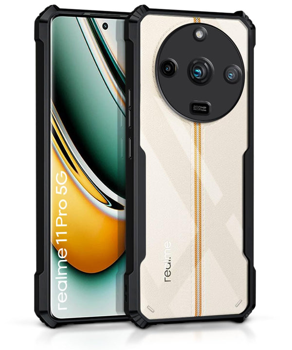 Mobielectro Camera Bump Protection | Slim Stylish 360 Protection Design |Crystal Clear | Shockproof Eagle Back Cover for Realme 11 Pro |Realme 11 Pro Plus 5G |Narzo 60 Pro - Black
