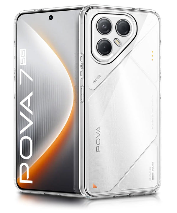 Mobielectro Clear Transparent Shockproof Scratch Resistant Protective Phone Case for Tecno POVA 7