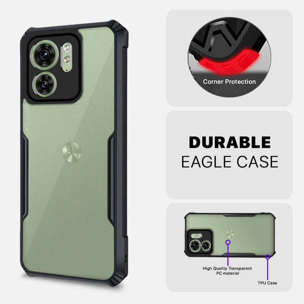 Mobielectro Camera Bump Protection | Slim Stylish 360 Protection Design |Crystal Clear | Shockproof Eagle Back Cover for Moto Edge 40 - Black