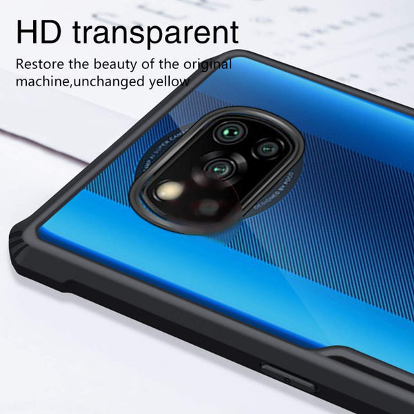 Mobielectro Camera Bump Protection | Slim Stylish 360 Protection Design |Crystal Clear | Shockproof Eagle Back Cover for Mi POCO X3|POCO X3 Pro - Black