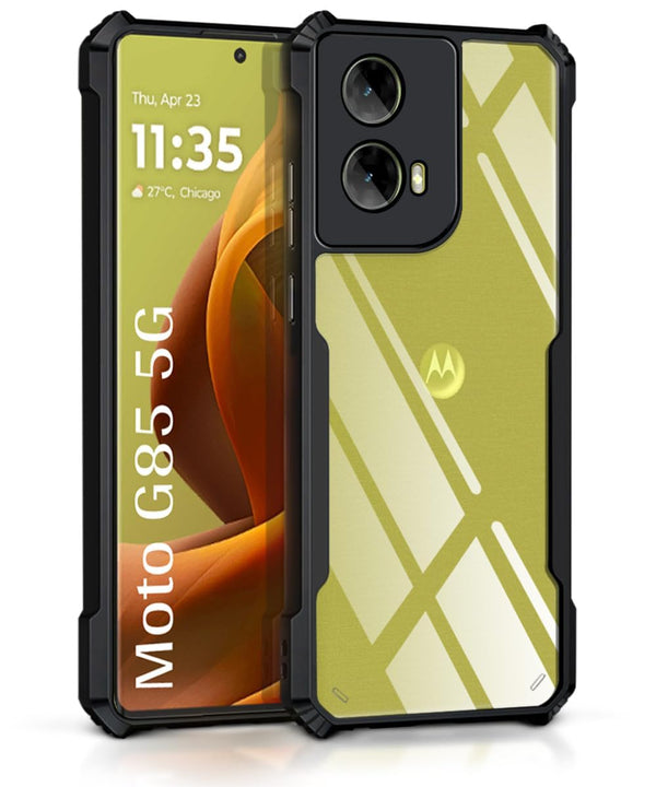 Mobielectro Camera Bump Protection | Slim Stylish 360 Protection Design |Crystal Clear | Shockproof Eagle Back Cover for Moto G85 5G - Black