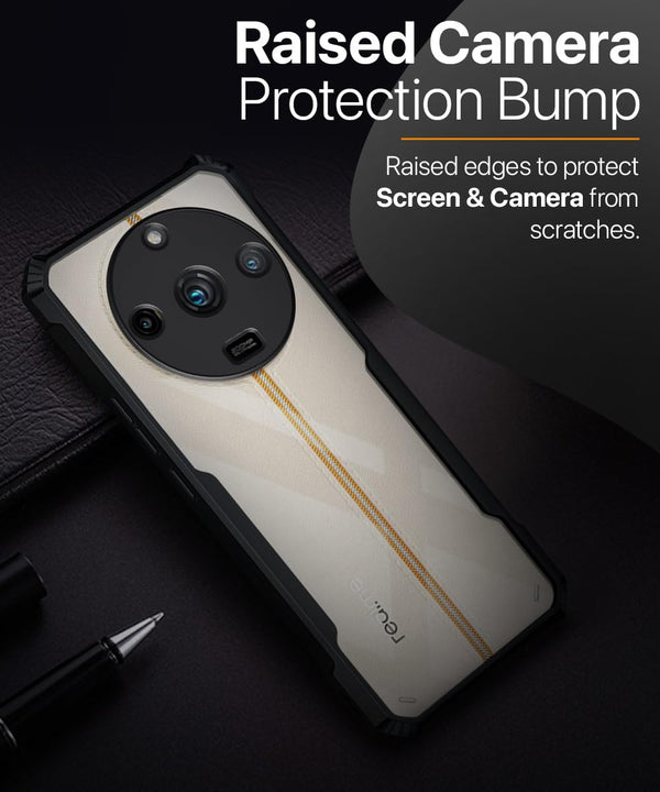 Mobielectro Camera Bump Protection | Slim Stylish 360 Protection Design |Crystal Clear | Shockproof Eagle Back Cover for Realme 11 Pro |Realme 11 Pro Plus 5G |Narzo 60 Pro - Black