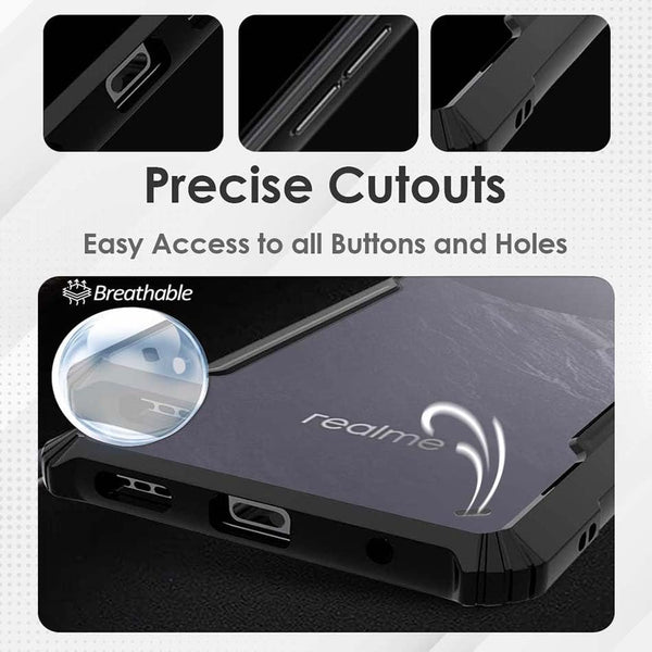 Mobielectro Camera Bump Protection | Slim Stylish 360 Protection Design |Crystal Clear | Shockproof Eagle Back Cover for Realme 13 Plus | Realme P1 Speed 5G - Black