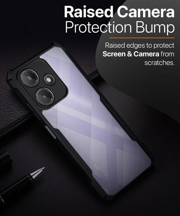 Mobielectro Camera Bump Protection | Slim Stylish 360 Protection Design |Crystal Clear | Shockproof Eagle Back Cover for Infinix Hot 30 PLAY- Black