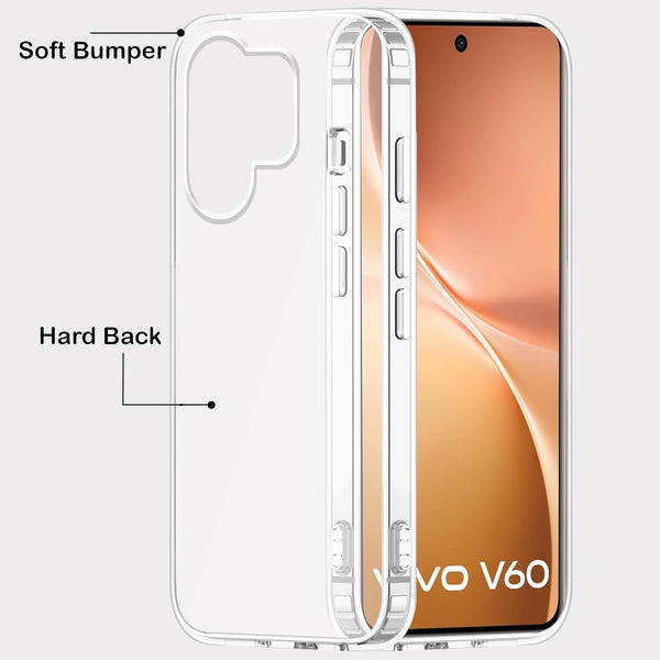Mobielectro Clear Transparent Shockproof Scratch Resistant Protective Phone Case for Vivo V60 5G