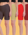 T.T. Pearl Women 100% Cotton Multipurpose Shorts Pack Of 4 Assorted