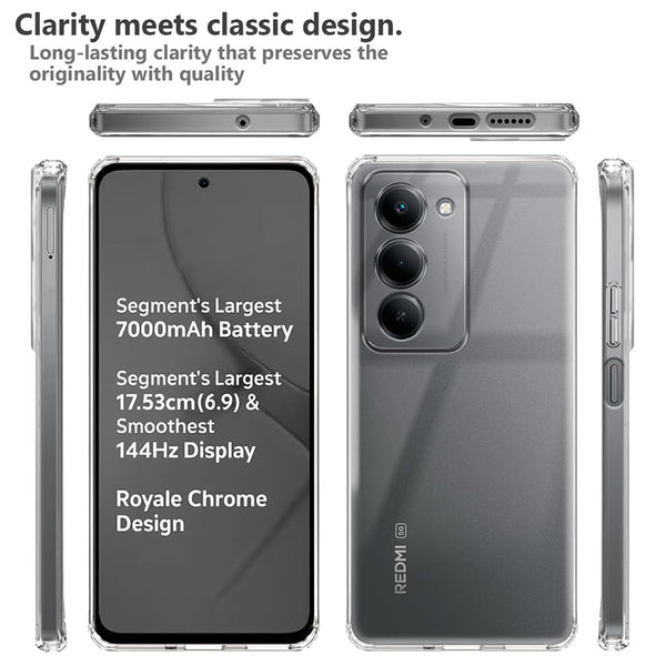 Mobielectro Clear Transparent Shockproof Scratch Resistant Protective Phone Case for Redmi 15 5G
