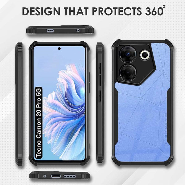Mobielectro Camera Bump Protection | Slim Stylish 360 Protection Design |Crystal Clear | Shockproof Eagle Back Cover for Tecno Camon 20 Pro 5G- Black