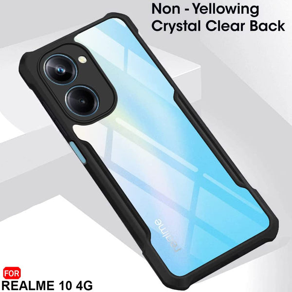 Mobielectro Camera Bump Protection | Slim Stylish 360 Protection Design |Crystal Clear | Shockproof Eagle Back Cover for Realme 10 4G - Black