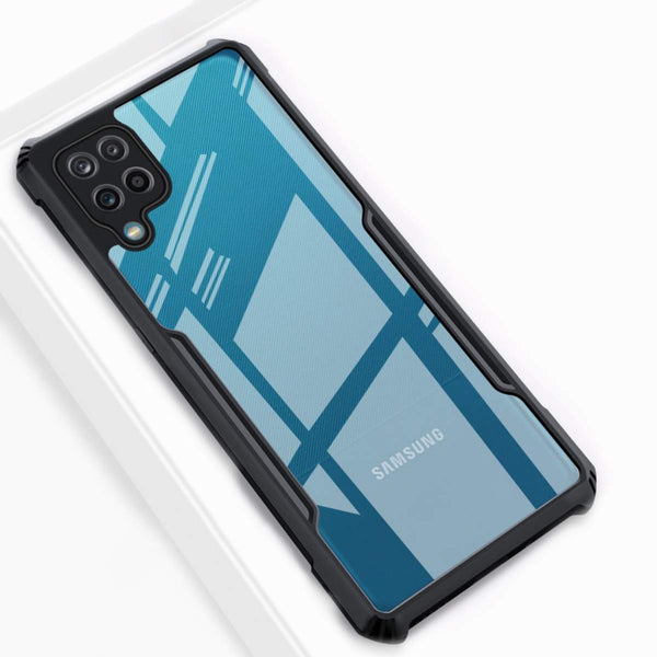 Mobielectro Camera Bump Protection | Slim Stylish 360 Protection Design |Crystal Clear | Shockproof Eagle Back Cover for Samsung M42 5G | M32 5G - Black