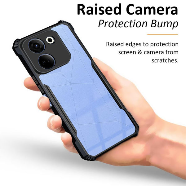 Mobielectro Camera Bump Protection | Slim Stylish 360 Protection Design |Crystal Clear | Shockproof Eagle Back Cover for Tecno Camon 20 4G - Black