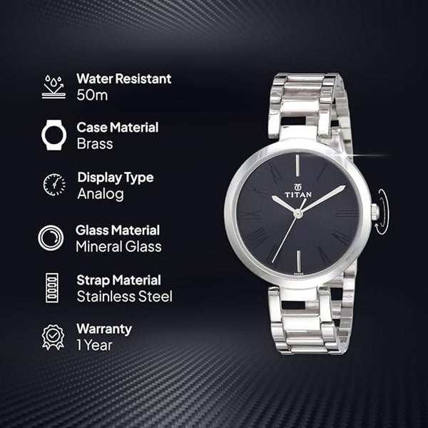 Youth Analog Black Dial Women's Watch-NL2480SM02/NP2480SM02