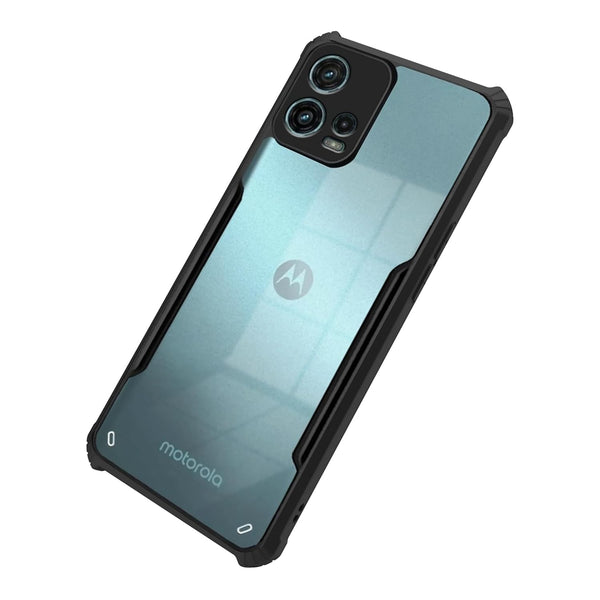 Mobielectro Camera Bump Protection | Slim Stylish 360 Protection Design |Crystal Clear | Shockproof Eagle Back Cover for Moto G72 5G - Black