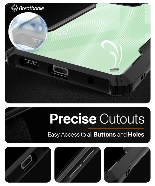 Mobielectro Camera Bump Protection | Slim Stylish 360 Protection Design |Crystal Clear | Shockproof Eagle Back Cover for Itel A60 - Black